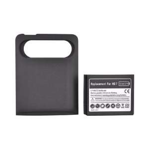   : BLACK Extended Battery 2400mAh w Hard Door For HTC HD7: Electronics