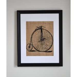 Penny farthing Bicycle Burlap Wall Decor, Wall Art, Frame 
