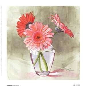  Coral Gerbera Finest LAMINATED Print Mary Kay Krell 7x7 