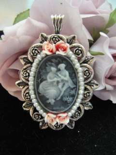 VICTORIAN CAMEO BROOCH W/PEARLS & AB CRYSTALS 3 STYLES  