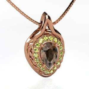  Calla Pendant, Pear Smoky Quartz 14K Rose Gold Necklace 
