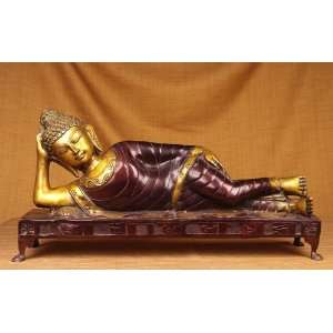  Miami Mumbai Reclining Buddha Brass StatueBR117: Home 
