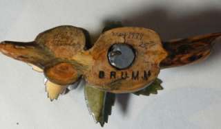 Vintage Norman BRUMM enamel on copper sculpture. Wild Strawberry. 4 x 
