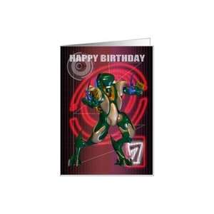  7th Happy Birthday with Robot warrior Card: Toys & Games