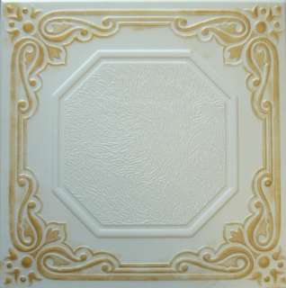 Faux Finish Styrofoam Ceiling Tile R32 Gold Plated White Just Glue Up 