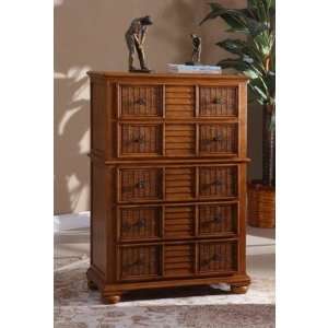  Hospitality Rattan Ships Wheel Five Drawer Chest in Light 