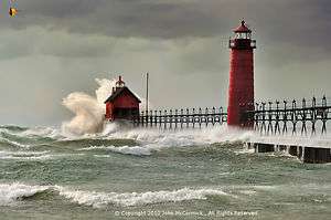   Michigan Lighthouse Storm (DOUBLE MATTED) print art photo 16 x 20