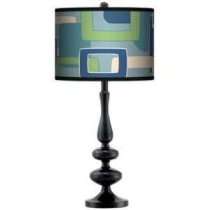  Retro Rectangles Giclee Paley Black Table Lamp: Home 