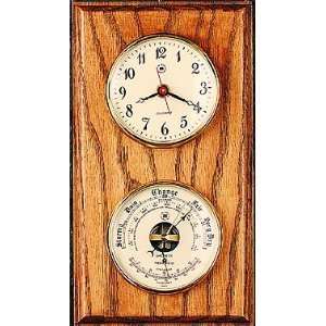   Clock & Barometer/Thermometer on Oak Weather Station: Home & Kitchen