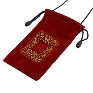  Embroidered Chinese Word Design Cell Phone Pouch Bag Red 5 