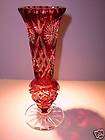 Caesar Crystal Vase Bohemia Red Cut Vase Czech Bohemian Cased Overlay 