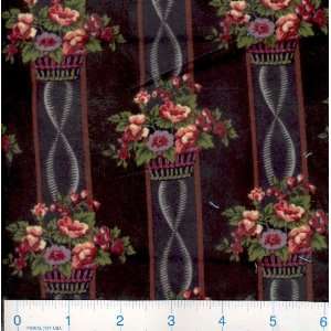   Folk Art Floral Basket Black Fabric By The Yard: Arts, Crafts & Sewing