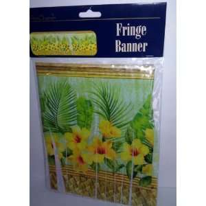   Hawaiian Floral 60 X 8 Plastic Fringe Banner: Health & Personal Care