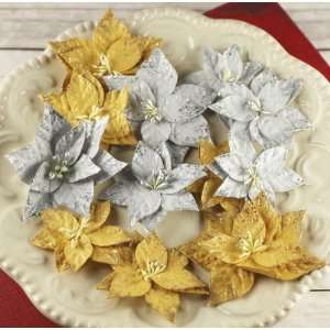  Holiday Paper Flowers With Glitter, Metal: Home & Kitchen