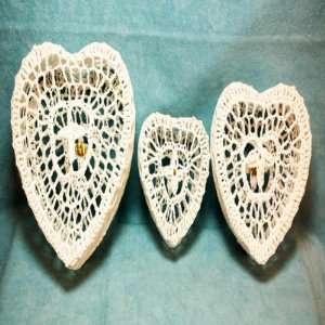  Crocheted Heart Boxes set of 3 Case Pack 4   706442: Patio 