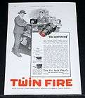 1918 OLD WWI MAGAZINE PRINT AD, TWIN FIRE SPARK PLUGS, 21 FEATURES!