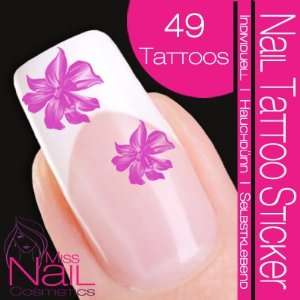  Nail Tattoo Sticker Blossom / Flower   lilac: Beauty