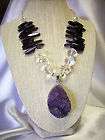 Handmade Purple Druzy Crystal Pendant Crystal & Shell Beads Gemstone 