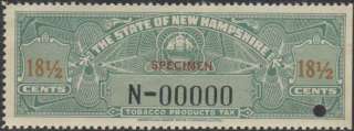 NEW HAMPSHIRE State Revenue Tobacco Tax Stamp SRS NH T25S s/e  