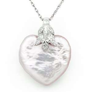    Shaped Pearl Pendant with Sterling Silver Layered Leaf Bale Jewelry