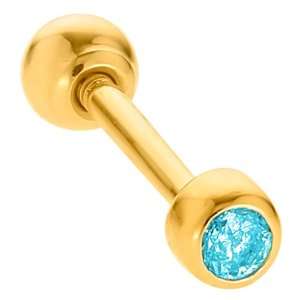   : Aquamarine Elegant 14K Yellow Gold Cartilage Stud Earring: Jewelry