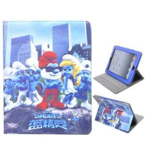  The Smurfs Movie Cartoon Stand Leather Case for iPad 2 