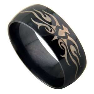  316L Black Stainless Steel Tribal Ring   Size 12 Jewelry
