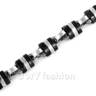   Black Stainless Steel Screw Bracelet Necklace Chain Set vu041  