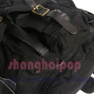 Khaki Retro Canvas Rucksack Backpack Bag Travel Leather  
