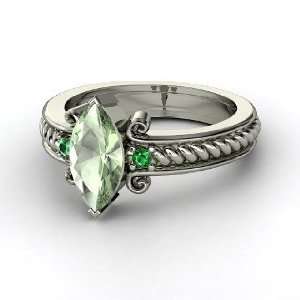  Catelyn Ring, Marquise Green Amethyst Sterling Silver Ring 