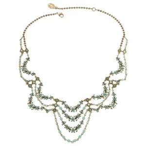 Necklace Ornate with Beaded Chains, Star Shaped Ornaments and Flowers 