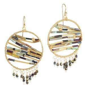    Nisha Tube Bead Hoop Drop Earrings by Catherine Page Jewelry