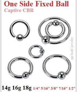 316L Surgical Steel ONE SIZE FIXED BALL Captive Ring  