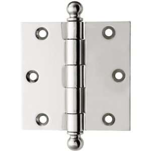   Steel Door Hinge With Ball Tips in Polished Nickel.