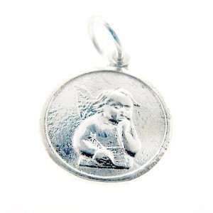   Silver 18 Box Chain Necklace with Charm Angel Reading Jewelry