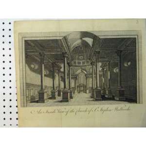  Inside View Church St Stephens Walbrooke Antique Print 