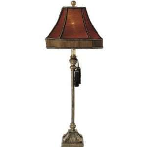  Buffet Lamp With Thin Ribbed Stem an Tassle Accent