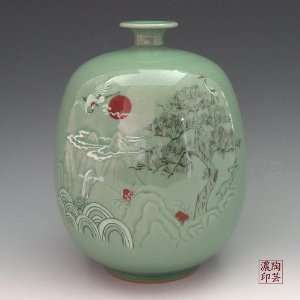  Korean Celadon Glaze Inlaid Ten Creatures of Longevity 
