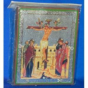  Crucifixion   Wood Icon Plaque 6 1/4 x 5 Everything 