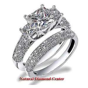   Certified Diamond Matching Bridal Ring Set Center 2.00 carat Jewelry