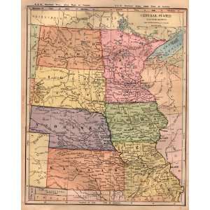    Butler 1887 Antique Map of the Central States