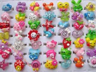wholesale mixed lots 100 pieces Cartoon lucite rings. adjustable 