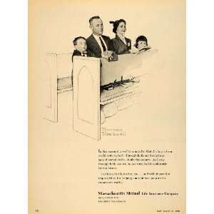 1956 Ad Massachusetts Mutual Insurance Church Family   Original Print 