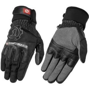  Vented Textile/Leather Street Bike Motorcycle Gloves   Black / Large