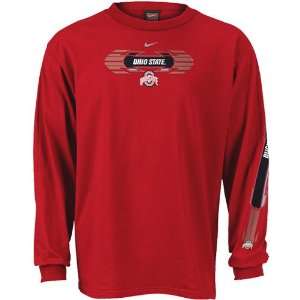   Buckeyes Red Youth Split Second Long Sleeve T shirt
