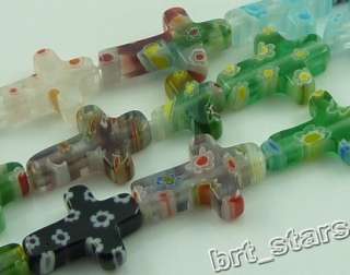 10PCS MIX Multi Colored Flowers Cross Spacer beads 19mm  