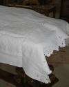 RARE FRENCH ANTIQUE c1860 PIQUE WHITE TABLE COVER or BED COVER 