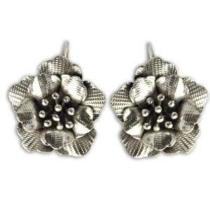  Floral Sterling Silver Indian Fashion Earrings 1.25 inches 