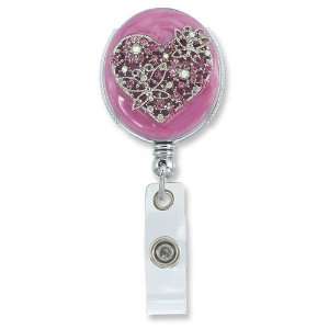  Love is in the Air Crystal & Enameled Heart Badge Holder Jewelry