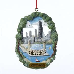  Club Pack of 12 Chicago Plaque Christmas Ornaments: Home 